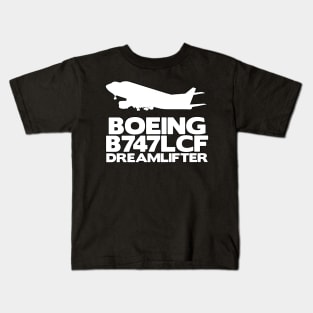 Boeing B747LCF Silhouette Print (White) Kids T-Shirt